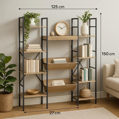 4 Tier Bookshelf Large Bookcase Storage Shelving Unit 2