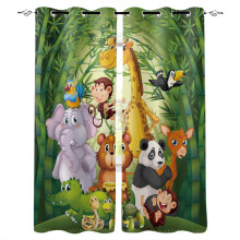 (03, 264*213) Curtain Forest Zoo Cartoon Children 3D Digital Printing Light-blocking Curtain