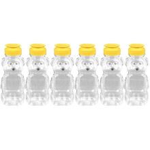 6pcs Bear-Shaped Kids Drinking Bottles Portable Transparent Beverage Bottle Set