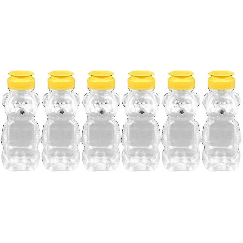 6pcs Bear-Shaped Kids Drinking Bottles Portable Transparent Beverage Bottle Set 1