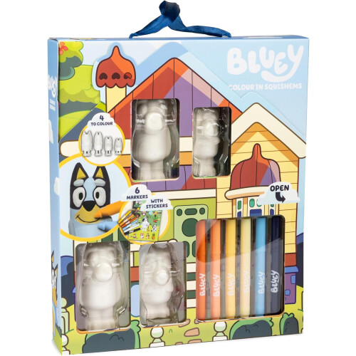 Bluey Bluey Colour in Squishems Set Includes 6 Felt Tip Pens & Sticker Sheet