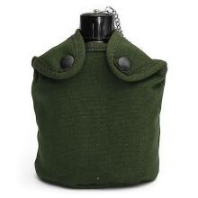 Outdoor Tactical Camping Water Bottle Aluminum Green Cover Drinking Cup Set