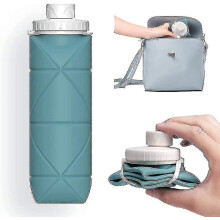 Collapsible Leakproof BPA-Free Silicone Foldable Water Bottle for Gym Camping Hiking Travel Sports Lightweight EU
