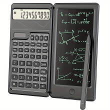 (Black) 10-Digit Scientific Calculator - High-Resolution LCD Display, Compact Foldable Design, Handwriting Board, Solar and Battery Dual Power