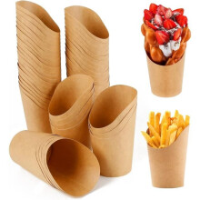 Gobelets à frites jetables en papier kraft - Paquet de 100 - 14 oz