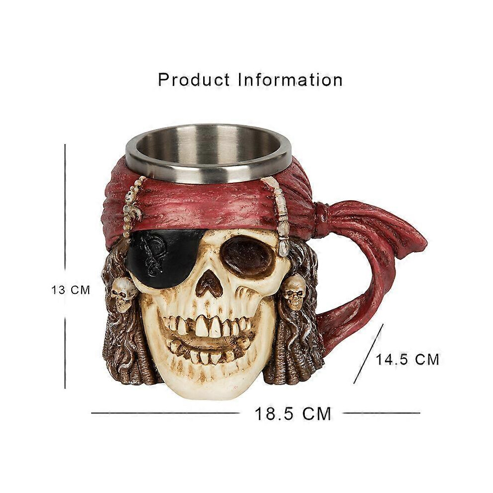(As show, One size) Stainless Steel Skull Mug, 3D Chalice Skull Mug Beer Mugs Medieval Skeleton Gothic Coffee Mug Horror Mug, Viking Tankard, Decorati