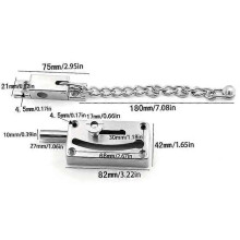 (As show, One size) Sliding Lock Barrel Bolt Stainless Steel Security Anti-theft Chain with Screws, Stainless Steel Anti-theft Chain Latch Thickened Latch,Silver