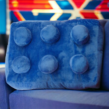 (Blue) Building Brick Filled Cushion | Kids Play Room Decor | Gift For The Home Filled Cushions | Retro Home Fun | Playful Large Soft Toy Scatter Cushion