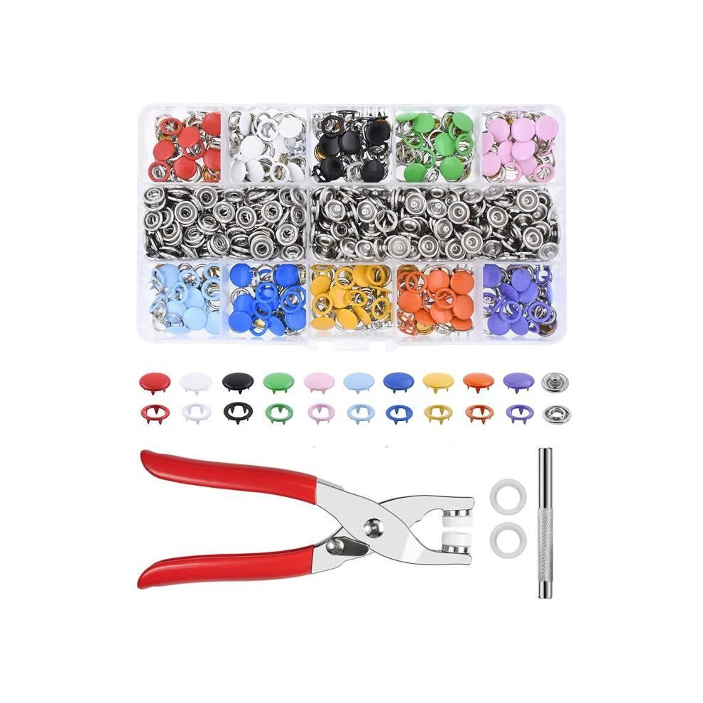 Kit de boutons-pression en métal - Bricolage - 804 pièces - Coloré - Blanc
