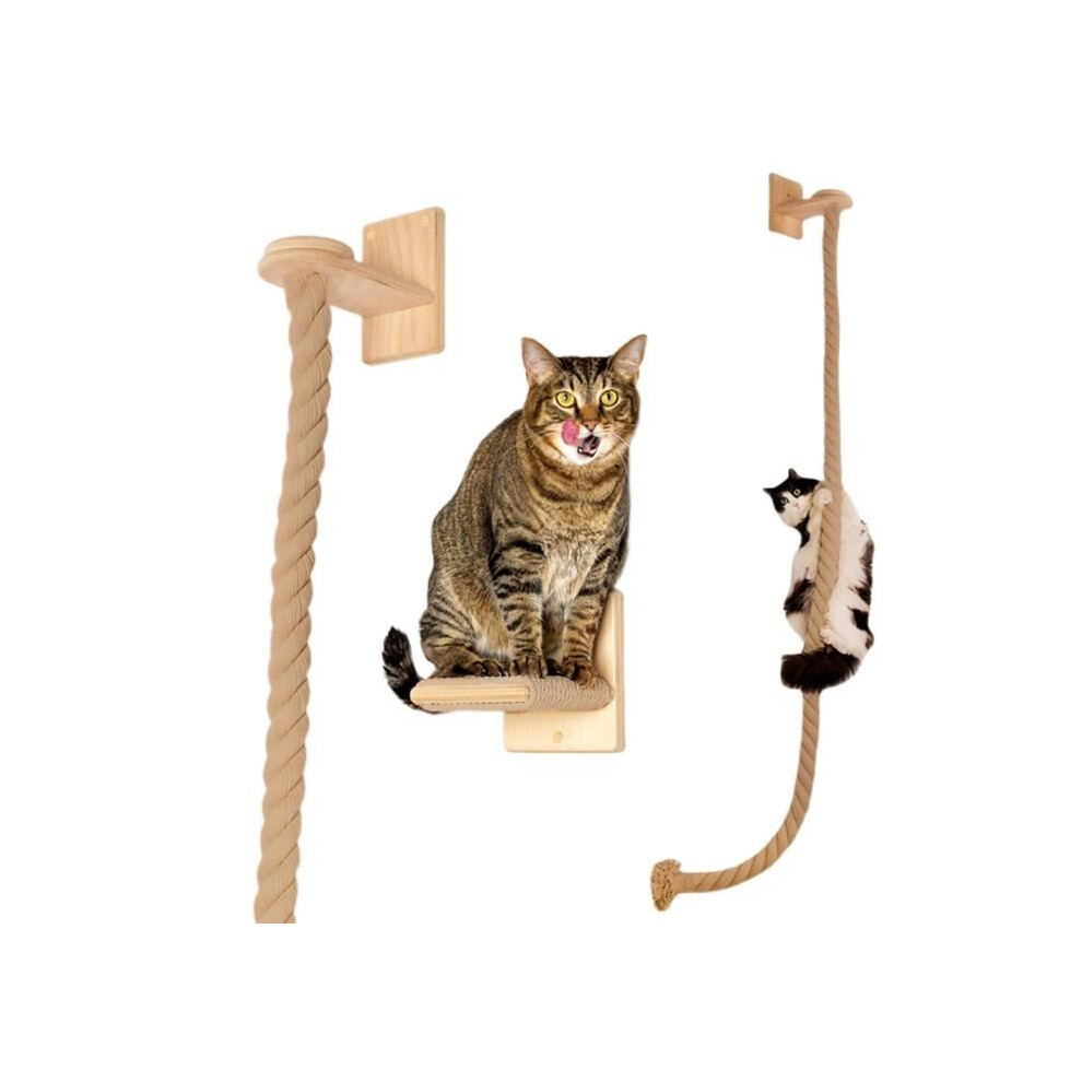 Arbre à chat Griffoir mural pour chat - Corde en coton - Longueur corde 170CM - Installation facile avec kit.