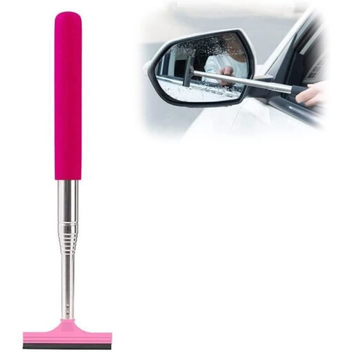 Raclette de rétroviseur - Portable - 98 cm - Rose - Rétractable - Éponge douce