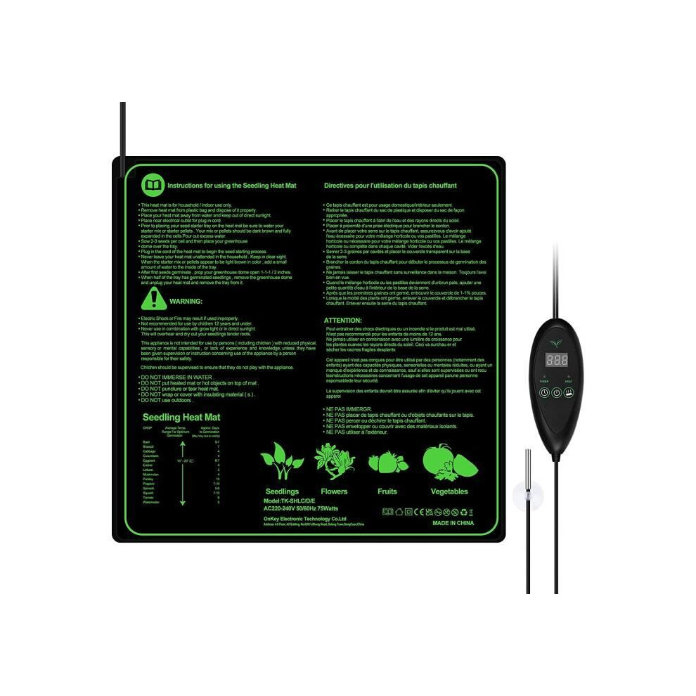 Tapis chauffant - Chauffages de serre - Thermostat - Blanc - Améliore la germination