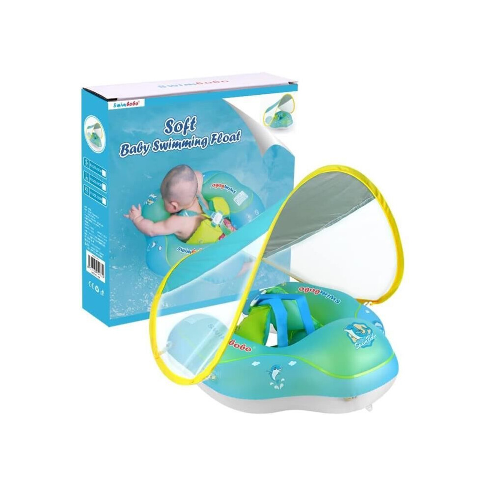 Bouée de bain pour bébé - Marque - Modèle - PVC écologique - Pare-soleil amovible - Confortable