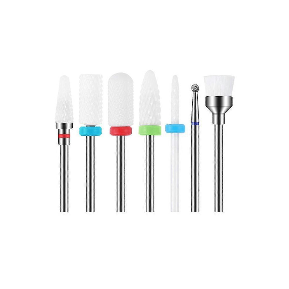 (As show, One size) 7Pcs Cramique forets  ongles Set Professionnel Supprimer Gel Acrylique Cuticule Acrylique Carbure de Diamant Foret  Ongles Outils