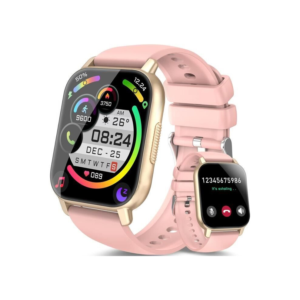 Montre connectée pour femme avec appels Bluetooth, écran HD de 1,85", étanche IP68, pour Android/iOS, rose