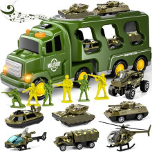 Camion militaire vert 14 en 1 - LECOO - avec soldats - avec lumières et sons