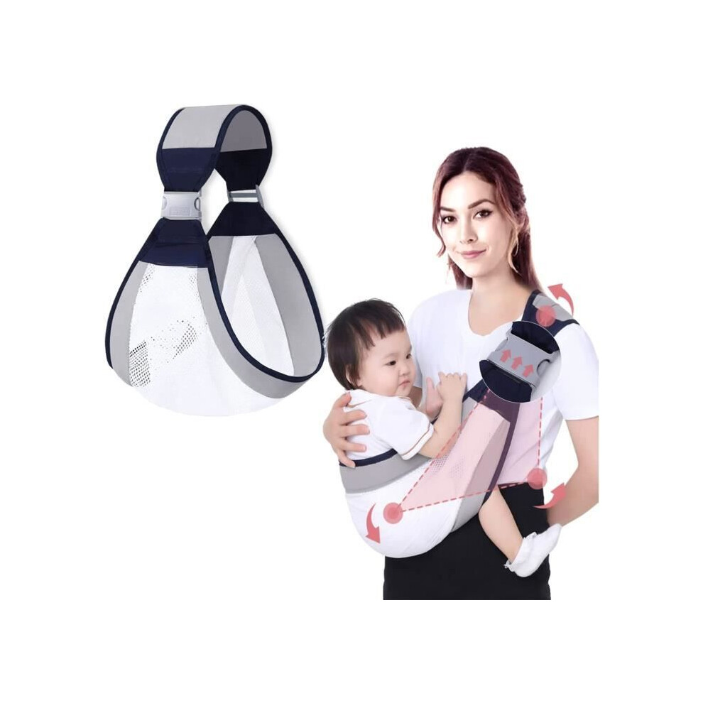 Porte-bébé respirant - Marque - Écharpe de portage réglable en maille 3D - Unisexe - Gris - Jusqu'à 18 kg
