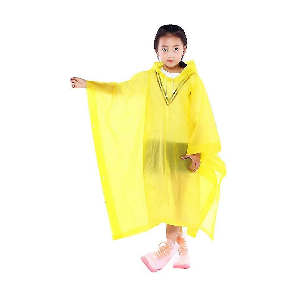 (As show, One size) Raincoat Kids Rain Poncho, Reusable EVA Rain Coat with Hooded Buttons for Boys Girls, Foldable Transparent Rain Cape for School Travel Hiking Cycling