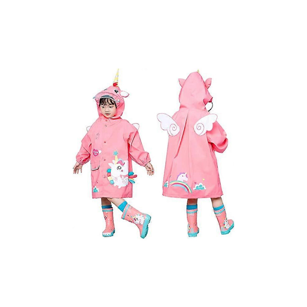 (As show, One size) Girls Poncho Raincoats Boys Kids Rain Coat Lightweight Hooded Jacket 3D Animal Pattern Rain Poncho for School Hiking Outdoor Traveling Breathable for