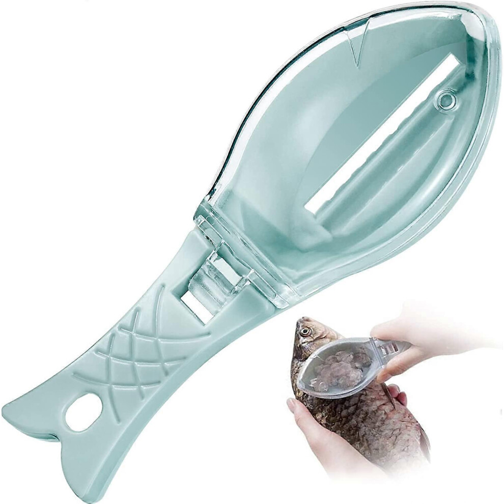 (As show, One size) Fish Scale Scraper, ABS Plastic Fish Scaler Fish Skin Peeler with Transparent Lid for Home, Kitchen, Restaurant