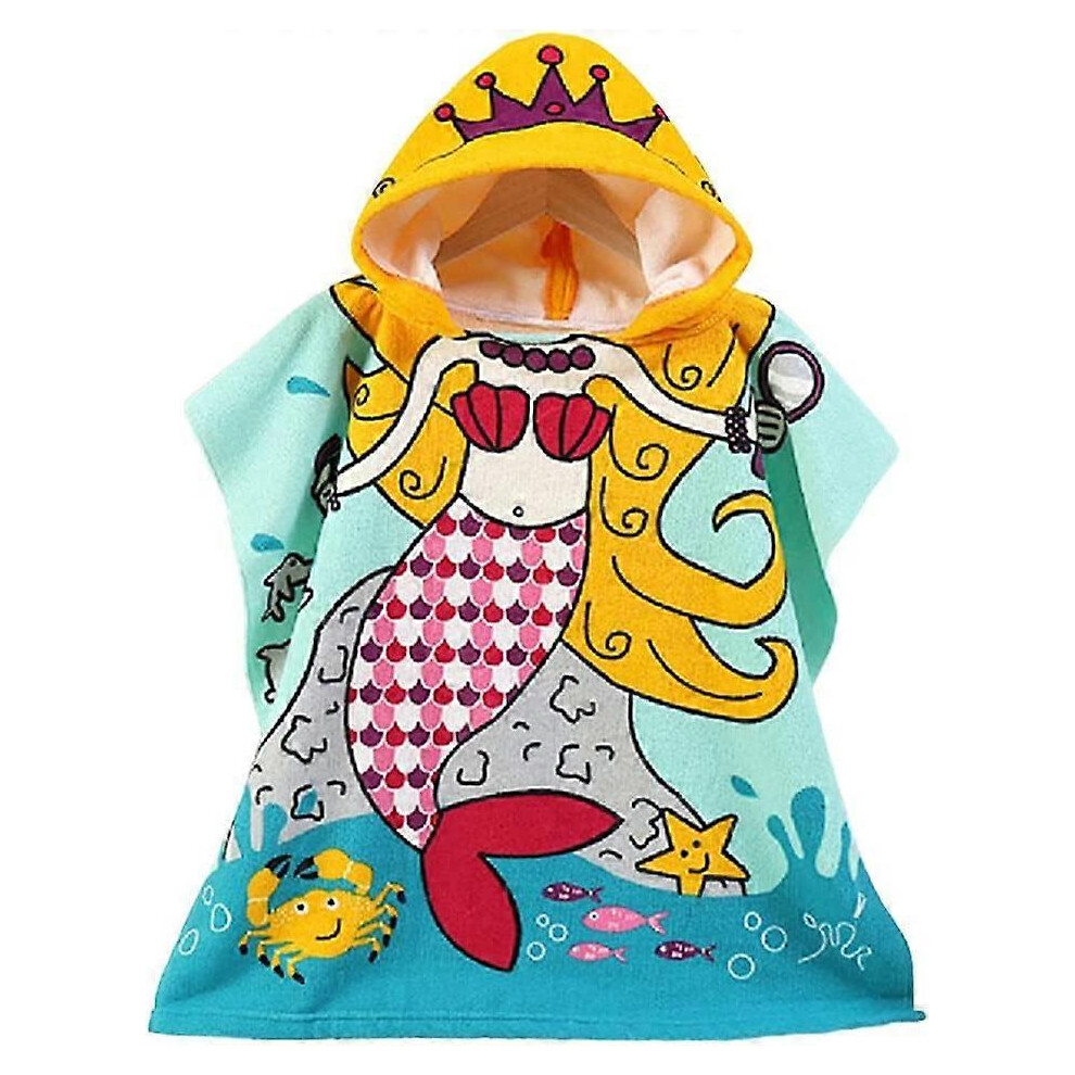 (As show, One size) Kids Hooded Bath Towel, Cartoon Hooded Bath Towel, Soft Quick Dry Bathrobe, Beach Pool Poncho (Age 3-12)
