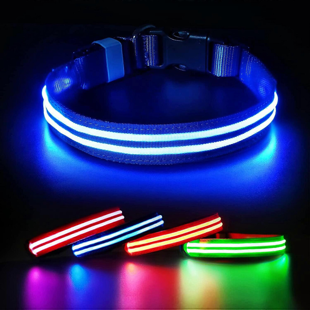 (As Show, One Size) Rechargeable Up Dog Collar Led Flashing Collar And Waterproof Safety With Waterproof Belt Adjustable Led Collar For Small/Me Light