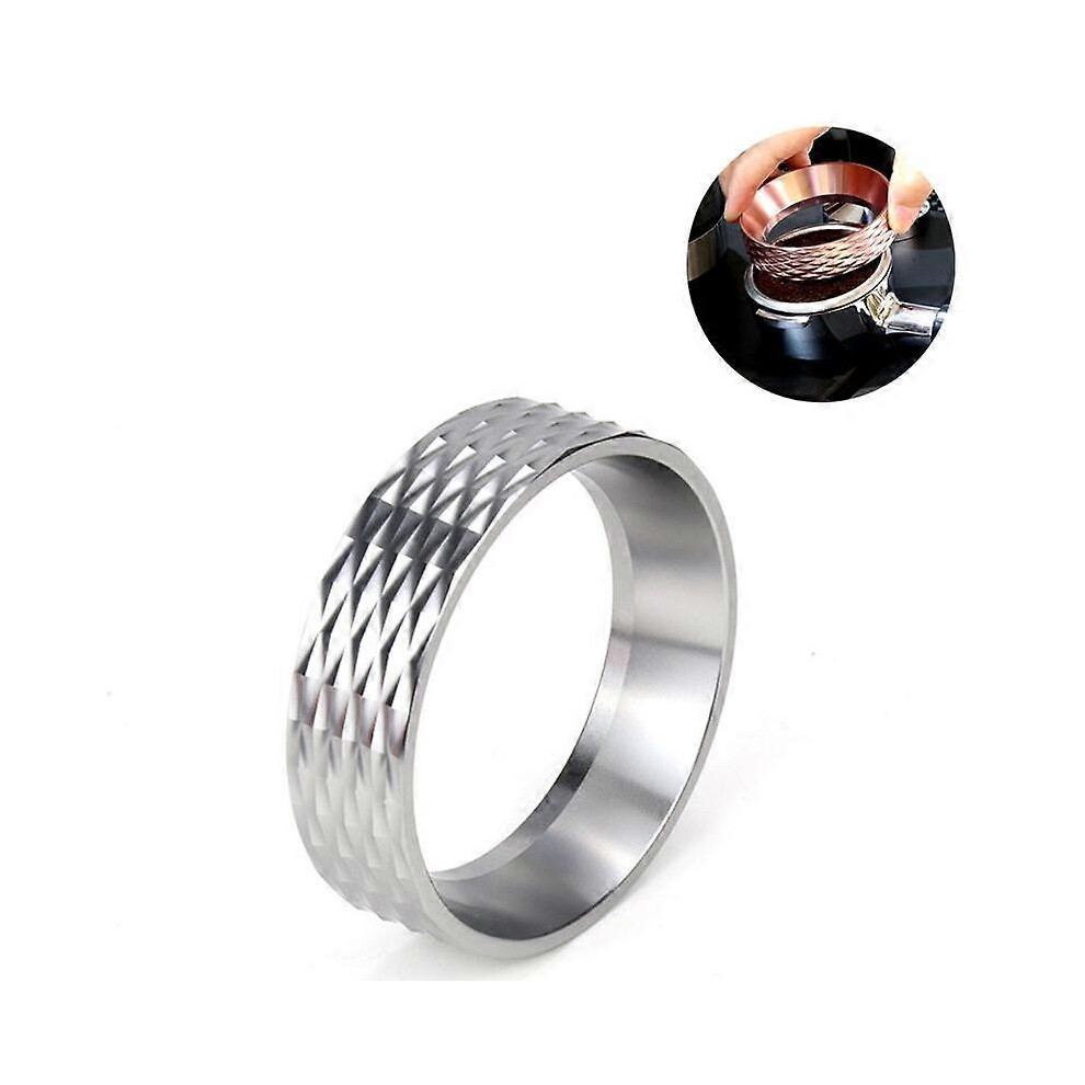 (As show, One size) Dosing Ring Magnetic Avoid Mess Aluminium Alloy Espresso Dosing Funnel For Coffee grey51mm