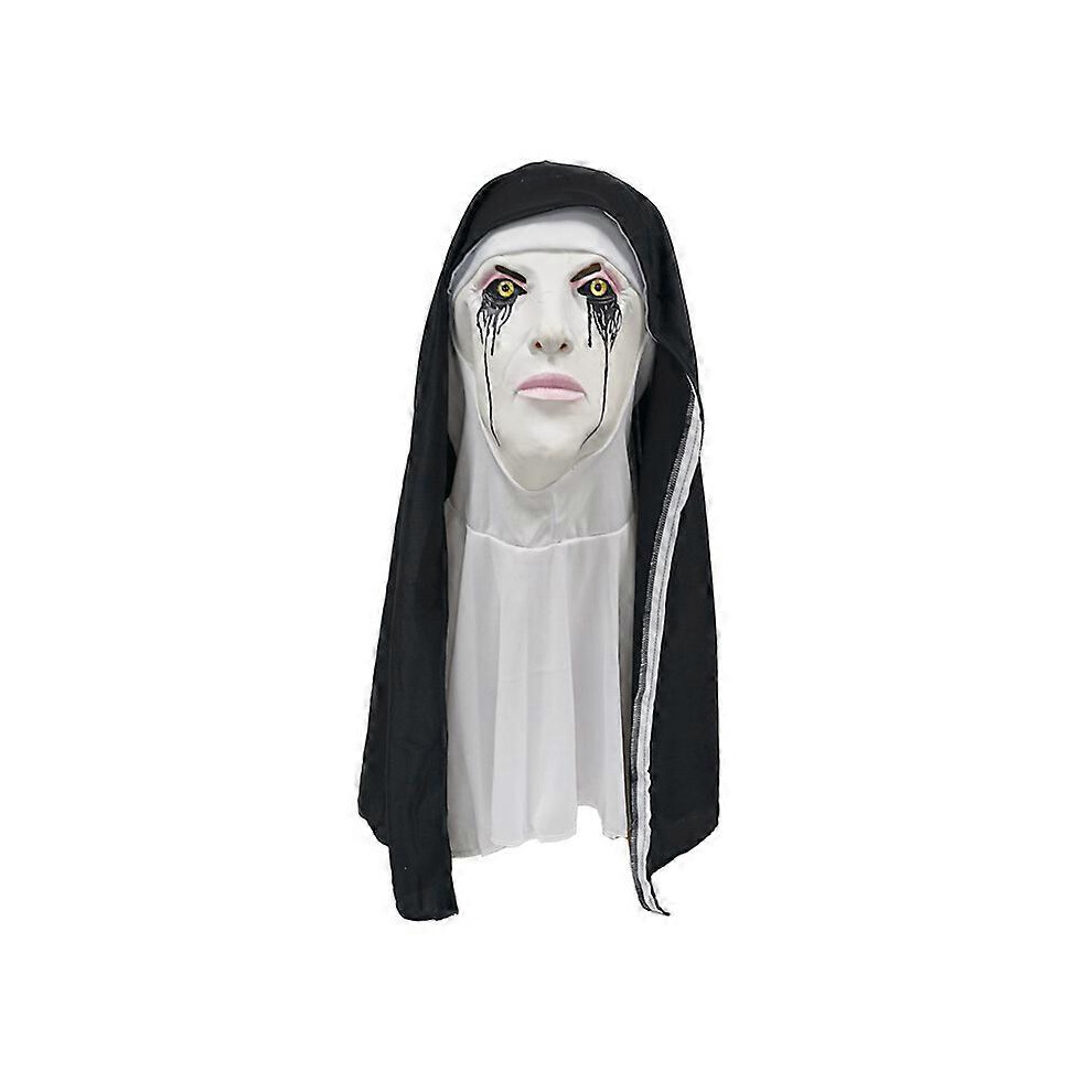 (As show, One size) 1PCS Halloween mask, Nun Scary Latex Mask, Halloween Party Scary Full Head Costume Mask, halloween scary makeup mask tricky grimac