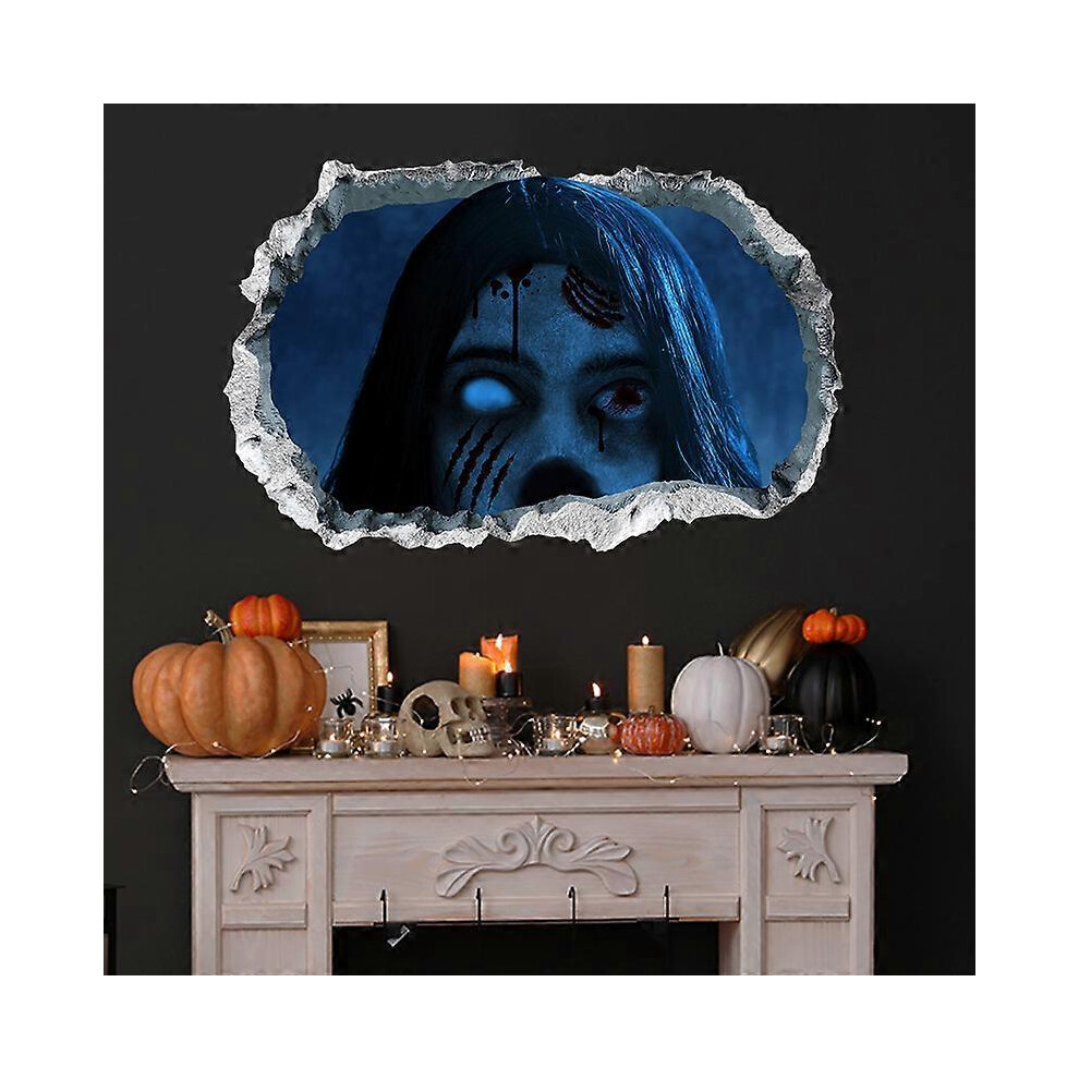 (As show, One size) 3D Halloween Wall Decals, Female Ghost Halloween Wall Stickers, Removable Halloween Wall Decor Scary Decorations for Bedroom, Hall