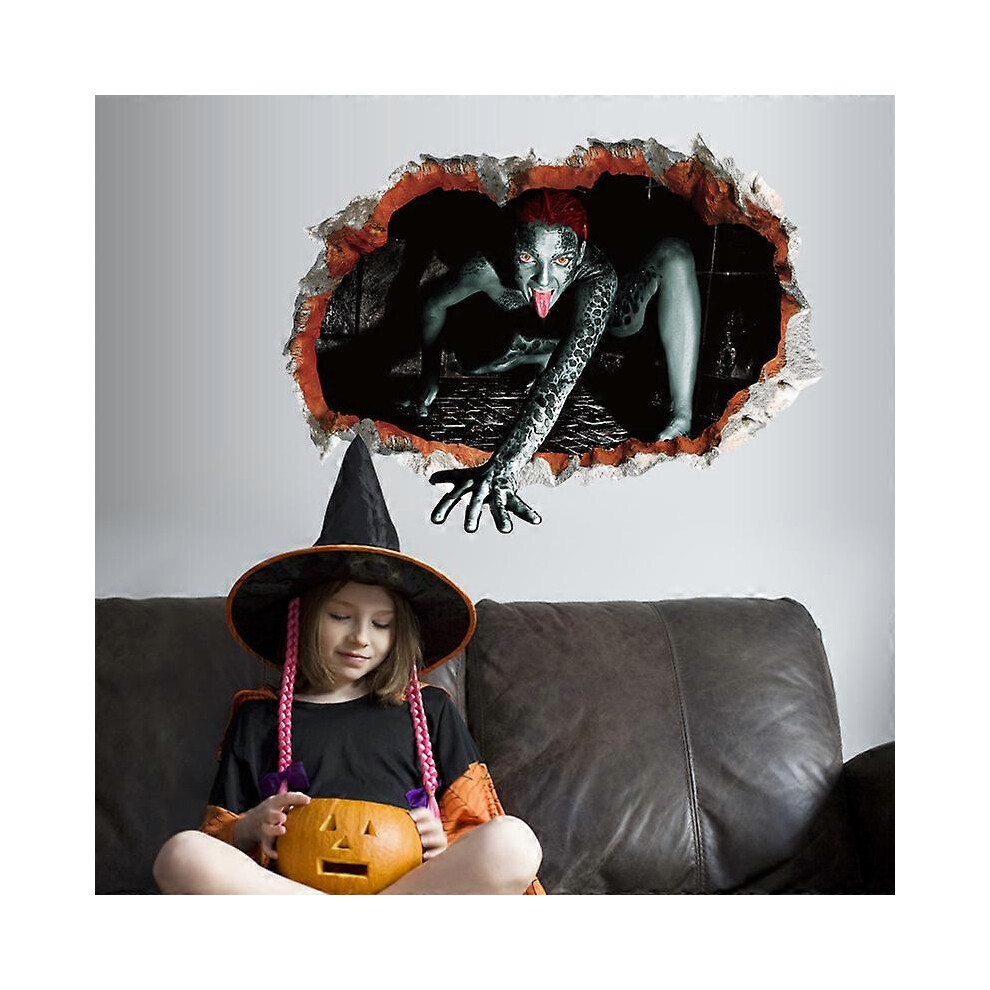 (As show, One size) 3D Halloween Wall Decals, female ghost Halloween Wall Stickers, Removable Halloween Wall Decor Scary Decorations for Bedroom, Hall