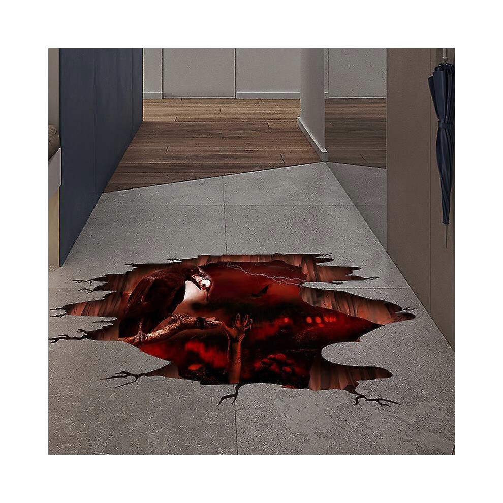 (As show, One size) 1 Pcs 3D Halloween Floor Wall Decals, Scary Skull Halloween Wall Stickers, Removable Halloween Wall Decor Scary Decorations for Be