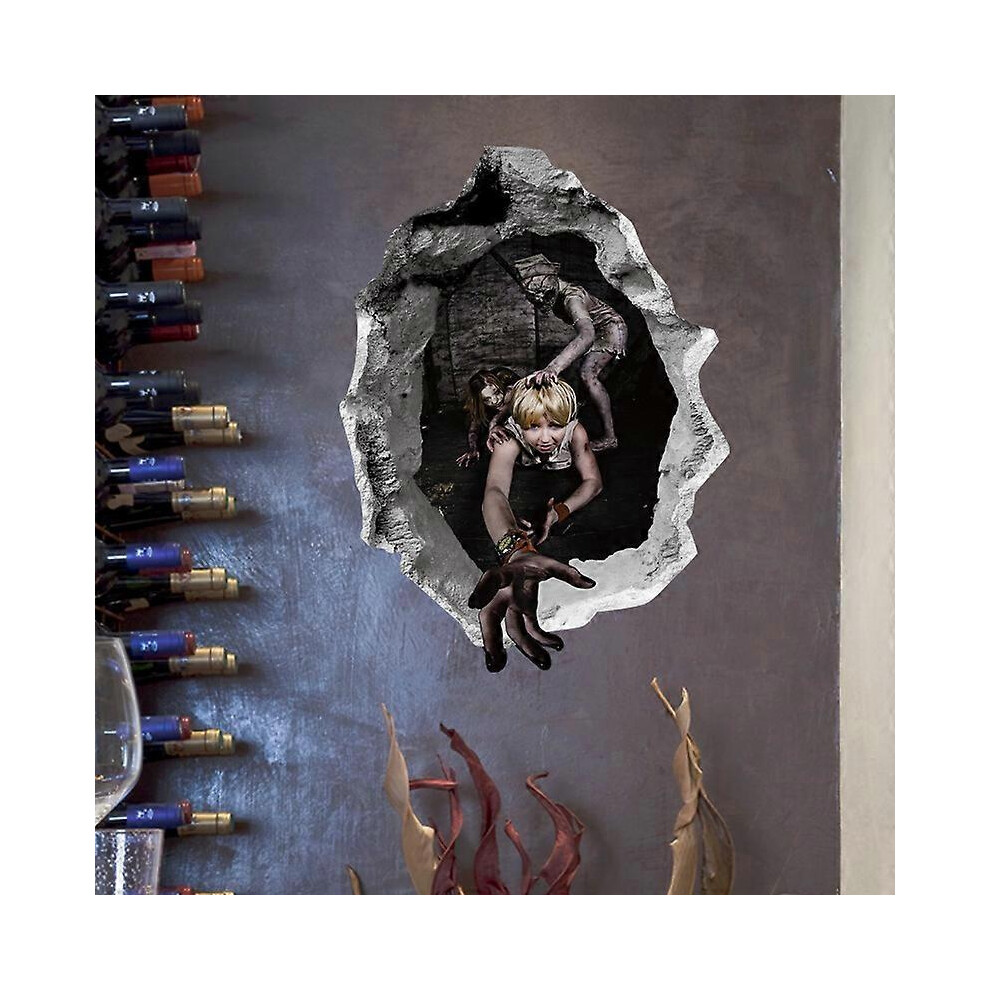 (As show, One size) 3D Halloween Wall Decals, runaway ghost Halloween Wall Stickers, Removable Halloween Wall Decor Scary Decorations for Bedroom, Hal