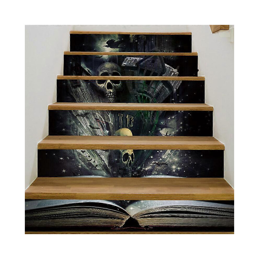 (As show, One size) Halloween stairs stickers, bizarre book Stairs Sticker Wall Stickers 3D Halloween Theme Self-Adhesive Stairs Sticker for Home Or H