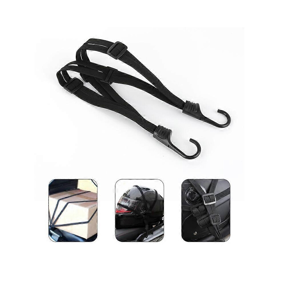 (As show, One size) Motorcycle Helmet Luggage Straps Adjustable Bicycle Elastic Rope Belt With Hooks 90CM