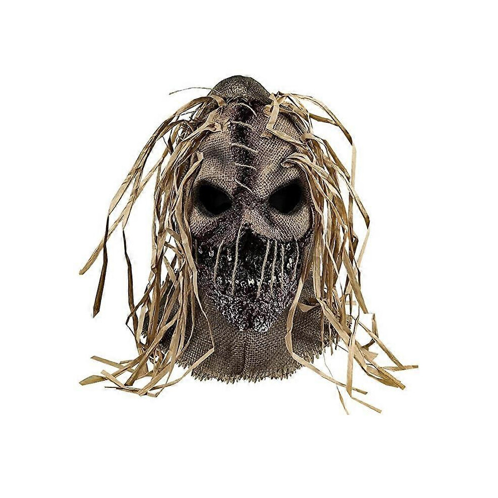 (As show, One size) Clown Mask Halloween Adult Creepy Horror Full Head Scary Cosplay Carnival Party Prop Linen, Halloween horror back to the soul clow