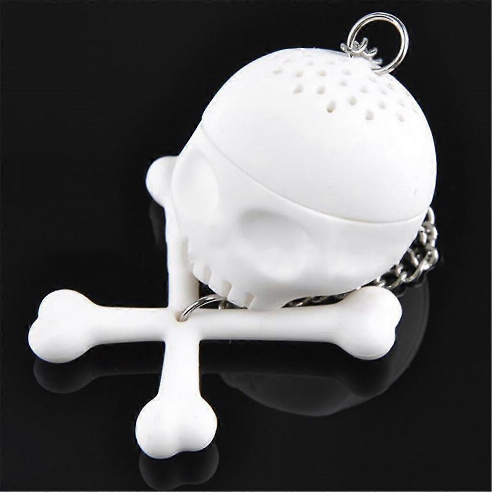 (As show, One size) Halloween Gift Spoof Skull Head Silicone Tea Strainer Stainless Steel Tea Bag Skull Tea Strainer Silicone Tea Brewer