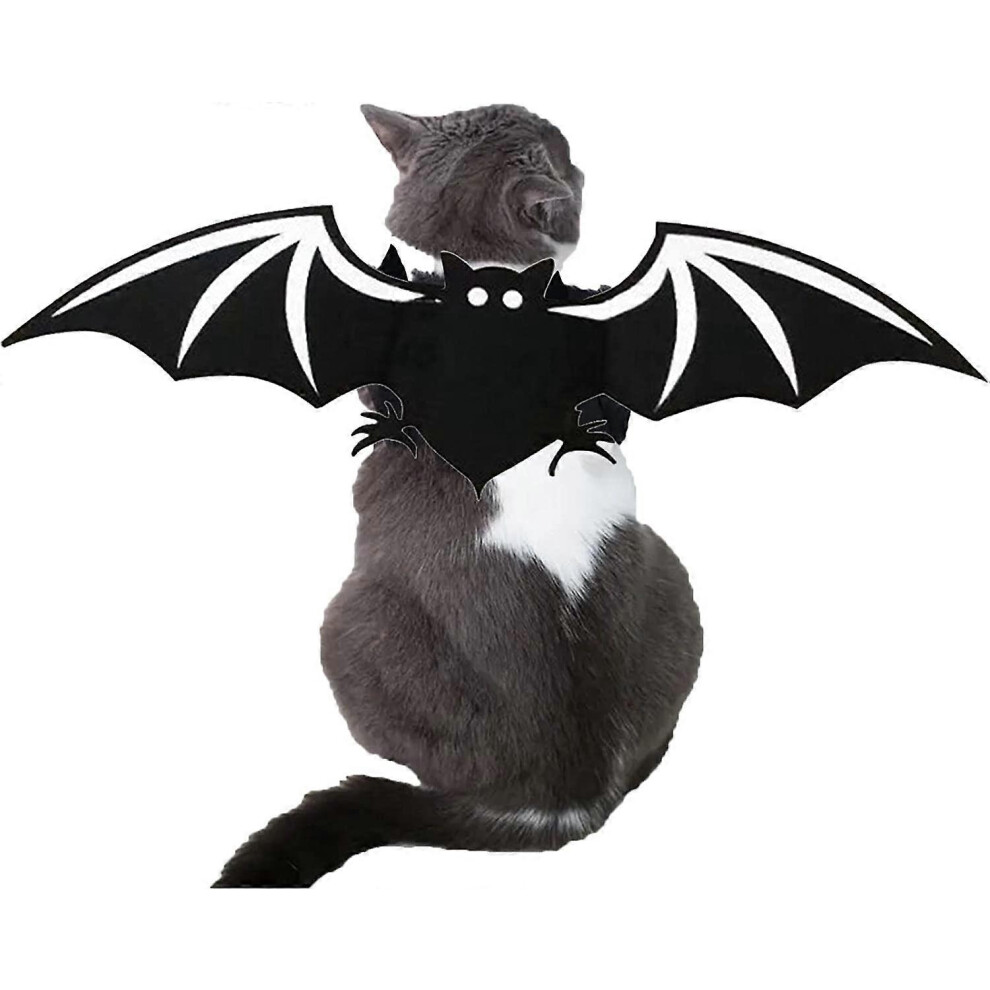 (As show, One size) Cat Costume - Adorable and Mysterious Bat Wings for Cat - Pet Clothes for Small Dogs and Cats, Halloween Costume Accessories(suitable for all cats and