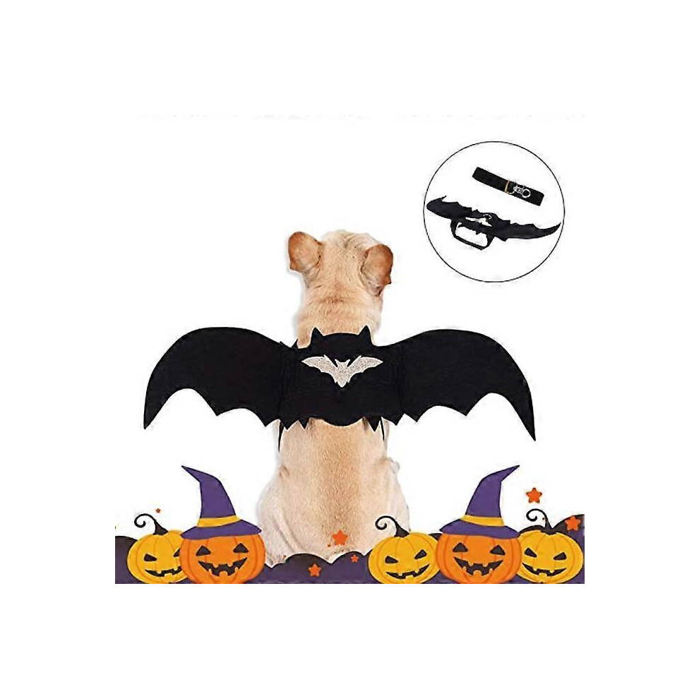 (As show, One size) Bat Wings Costume Halloween Pet Bat Wings for Halloween Pet Clothes AVCE Pumpkin Bells,Free 1.4m long rope (S)