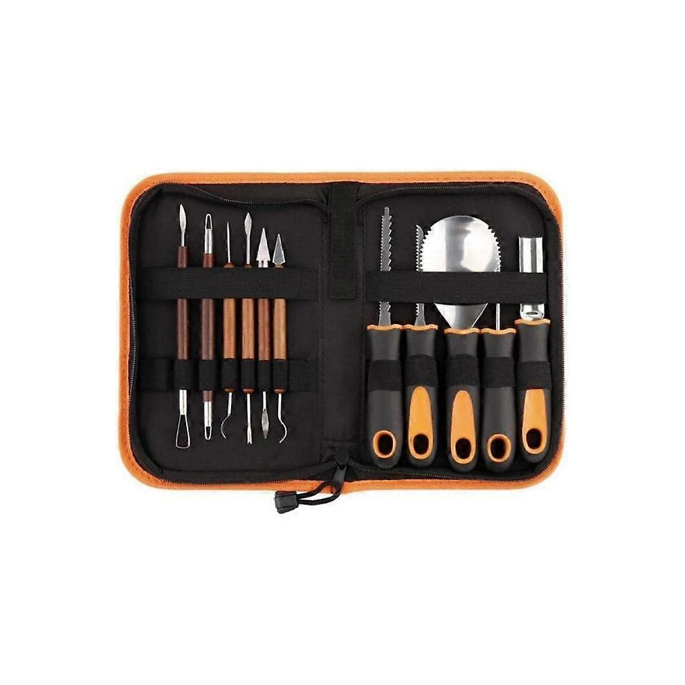 (As show, One size) 12 pcs Halloween Pumpkin Carving Kit, Stainless Steel 12 Piece Halloween Pumpkin Carving Tools with Zipper for Kids and Adults