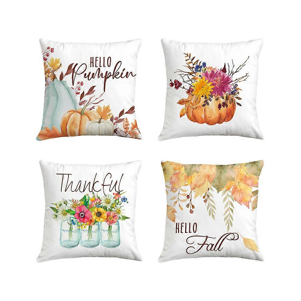 (As show, One size) Fall Pillow Covers,Watercolor Fall Pumpkin Throw Pillow Covers Cotton Linen Autumn Harvest Farmhouse Decor Pillowcases Maple Case