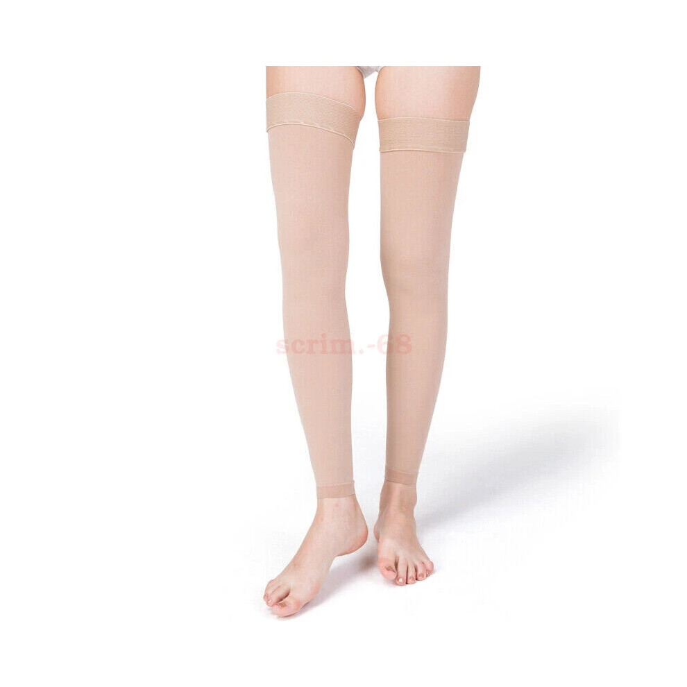 Beige (, Xl) 23-32Mmhg Leg Compression Sleeve Sock Thigh High Varicose Stockings Men Women