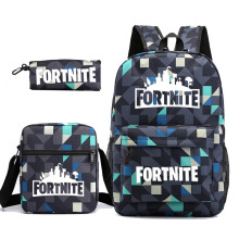 (Diamond Blue 5, Three-piece set) Fortnite Printed Teenager Students Schoolbags Men and Women Casual Backpacks Three-piece Set