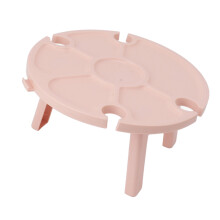 Portable Picnic Table Wine Glass Holder Outdoor Folding Table Convenient Plastic Folding Table for Outdoor Party Pink