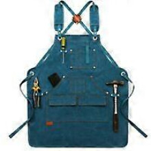 (As show, One size) Triomphe Child blue gardening apron length 47cm