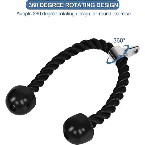 (As show, One size) Tricep Rope Cable Attachment, Bicep Pull Down Cable, Heavy Duty Nylon Tricep Push Pull Down Rope Cord For Multi Gym Cable Machine Attachment1pcsblack 2