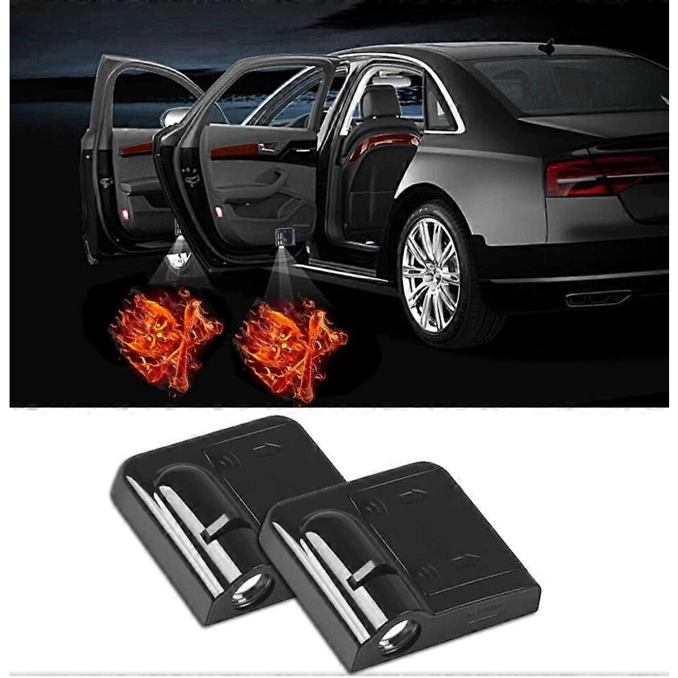 (As Show, One Size) 2 Pcs Led Car Door Welcome For X Fire Skull Logo Symbol Projector S Ghost Shadow Light 4633503797724