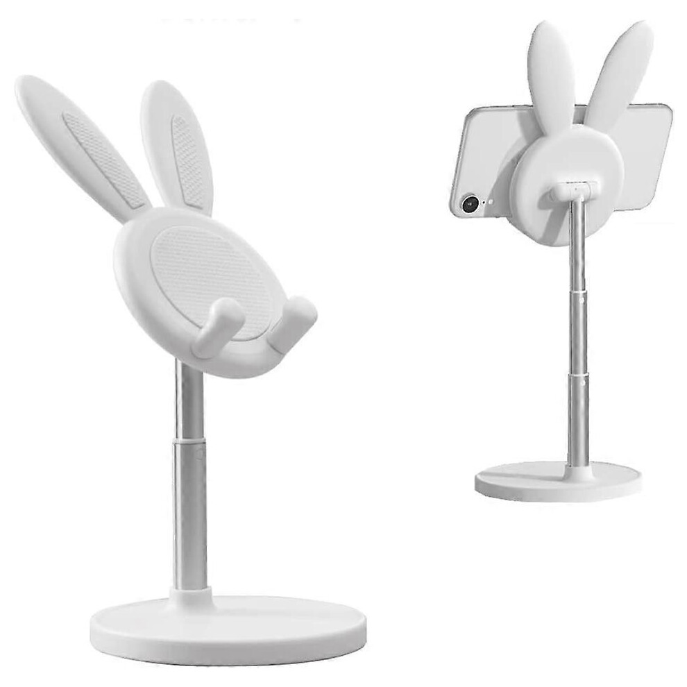 (As Show, One Size) Portable Cell Phone Stand For Desk Cute Bunny Height Angle Adjustable Tablet Ipad, Tablets, Kindle, Switch, Smartphones (White) White 4633503749693