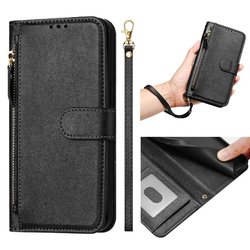 Photos - Case Flip for Ulefone Note 18 Ultra Pu Leather Magnetic Card Holder Zipper(Black)