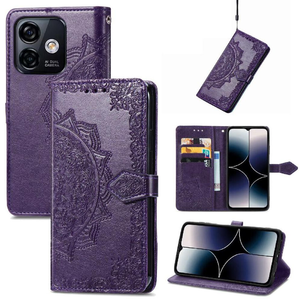 (Purple) Flip Case For Ulefone Note 18 Ultra Simple Business Leather Case Shockproof Exquisite Pattern Flip Cover Purple 764563787067