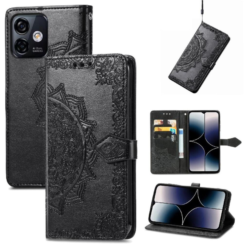 (Black) Flip Case For Ulefone Note 18 Ultra Simple Business Leather Case Shockproof Exquisite Pattern Flip Cover Black 764563787043